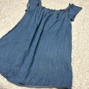 Chambray Denim Off the Shoulder Dress